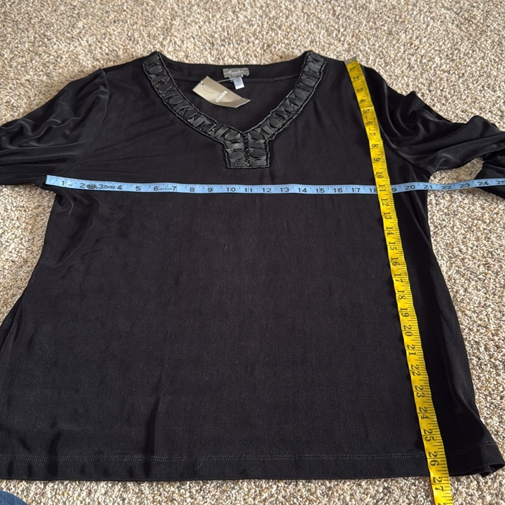 Chico’s NWT Travelers collection black beaded tunic in size 16 (3) - Picture 5 of 8
